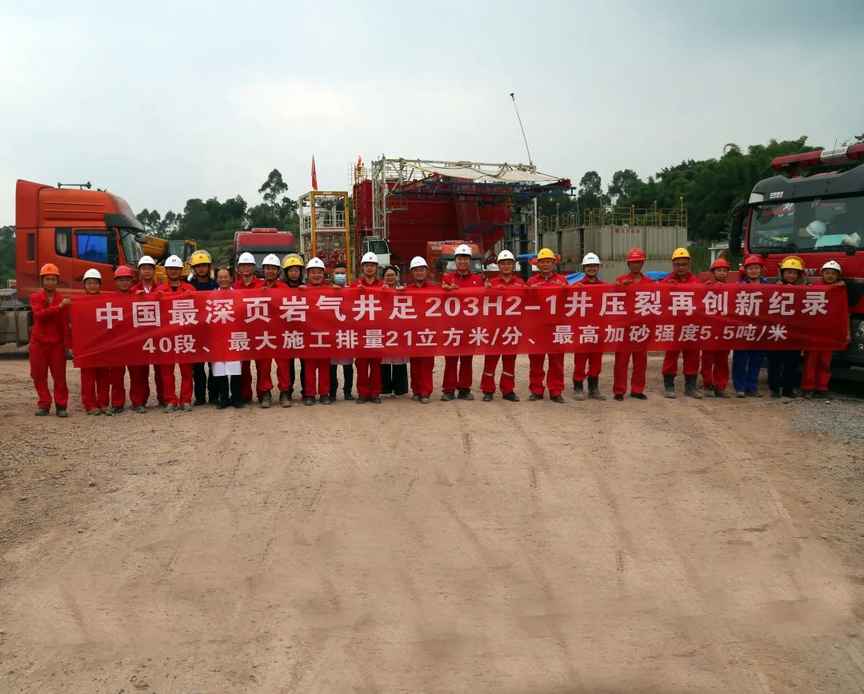 中國最深頁(yè)巖氣井足203H2-1井壓裂再創(chuàng  )多項新紀錄(圖2)